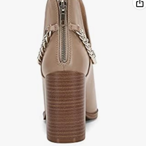 Cut Out Ankle Boots Gold Chain Chunky‎ Heel Zipper Almond Toe Western Boots - Picture 3 of 16